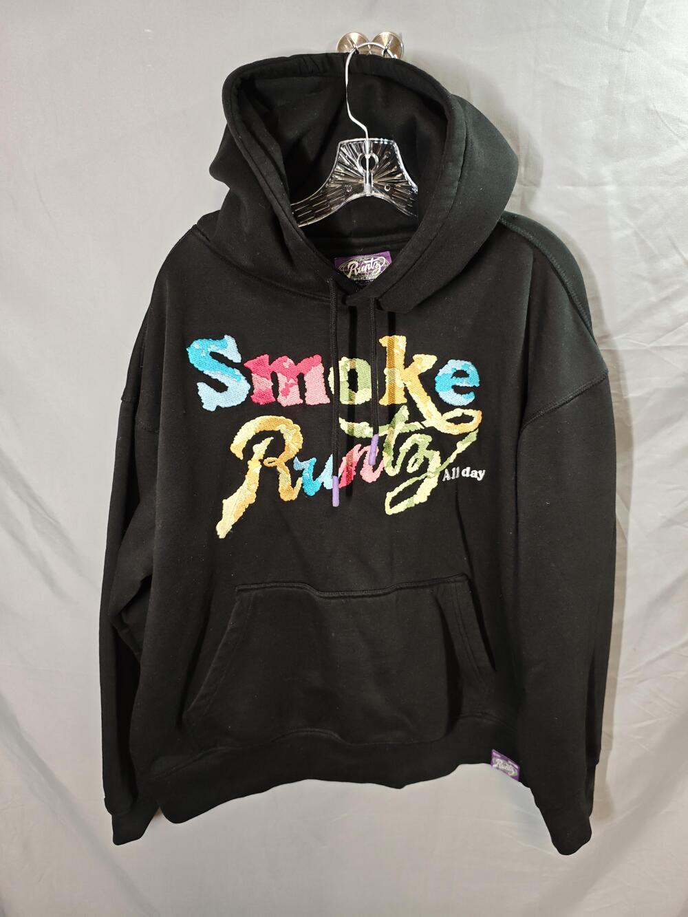 Runtz Smoke Runtz Hoodie Mens XL Black Multi Embroidered Pullover Streetwear